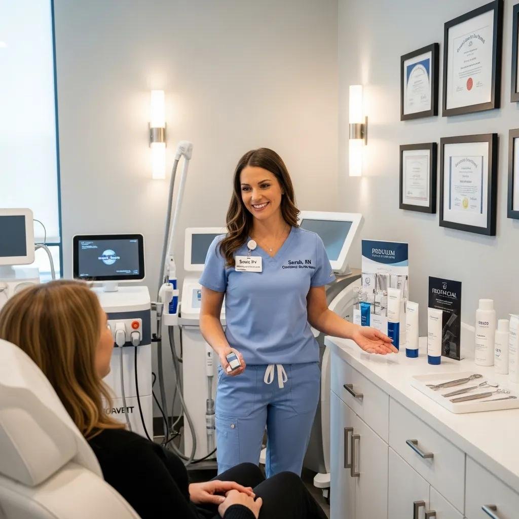 Certified medical professional in a med spa ensuring patient safety