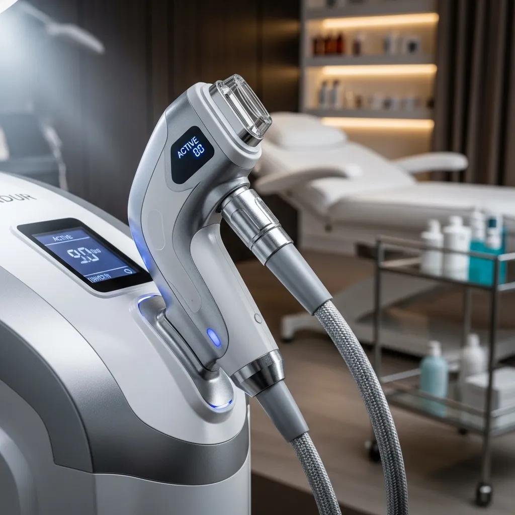 High-tech laser device for advanced skin treatments in a modern clinic