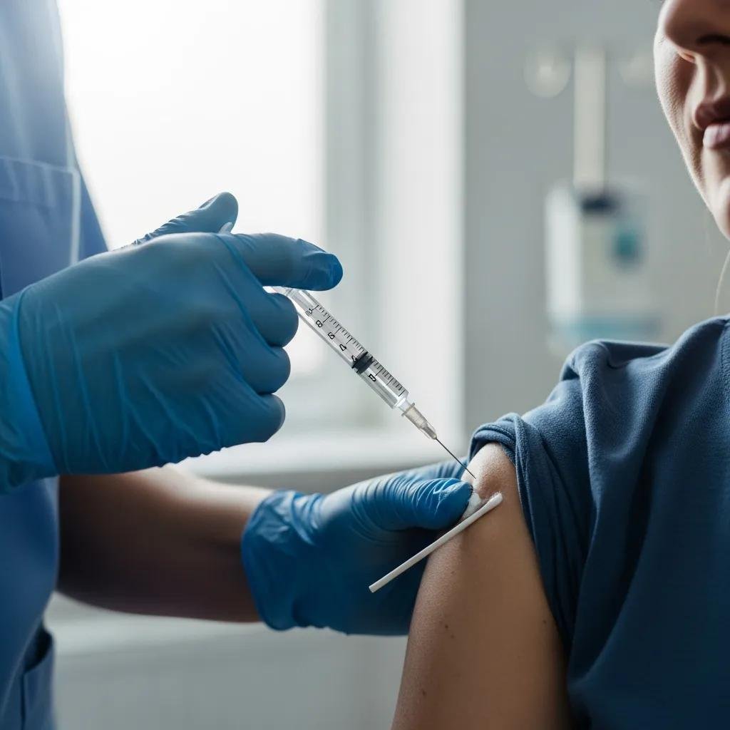 Medical professional administering injectable treatment to a patient