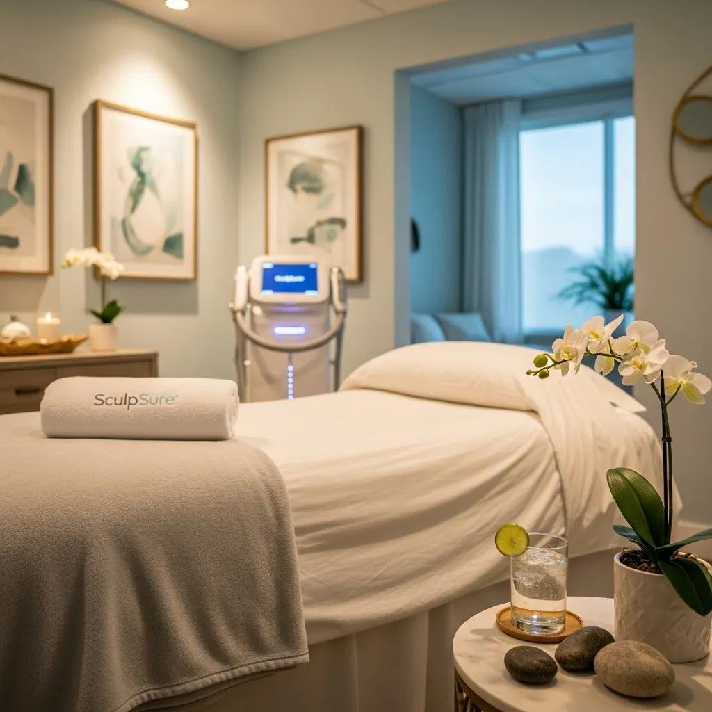 Relaxing medical spa environment for SculpSure treatments
