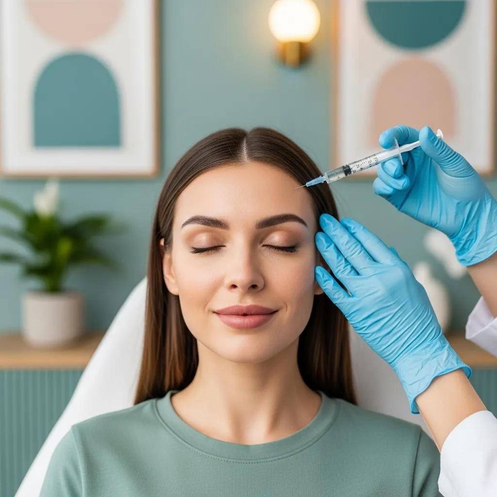 Young woman receiving preventative Botox treatment in a modern clinic, highlighting anti-aging skincare