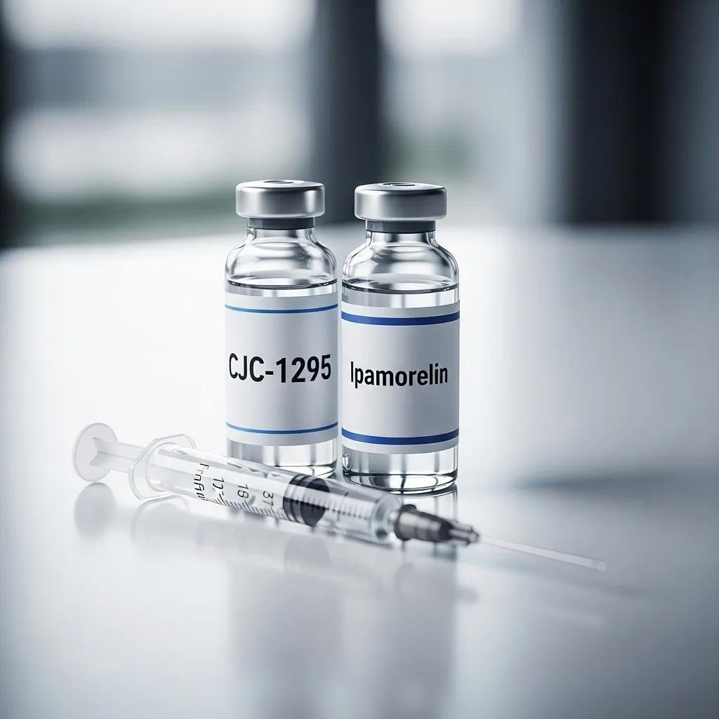 CJC-1295 and Ipamorelin vials representing the combination for enhanced wellness