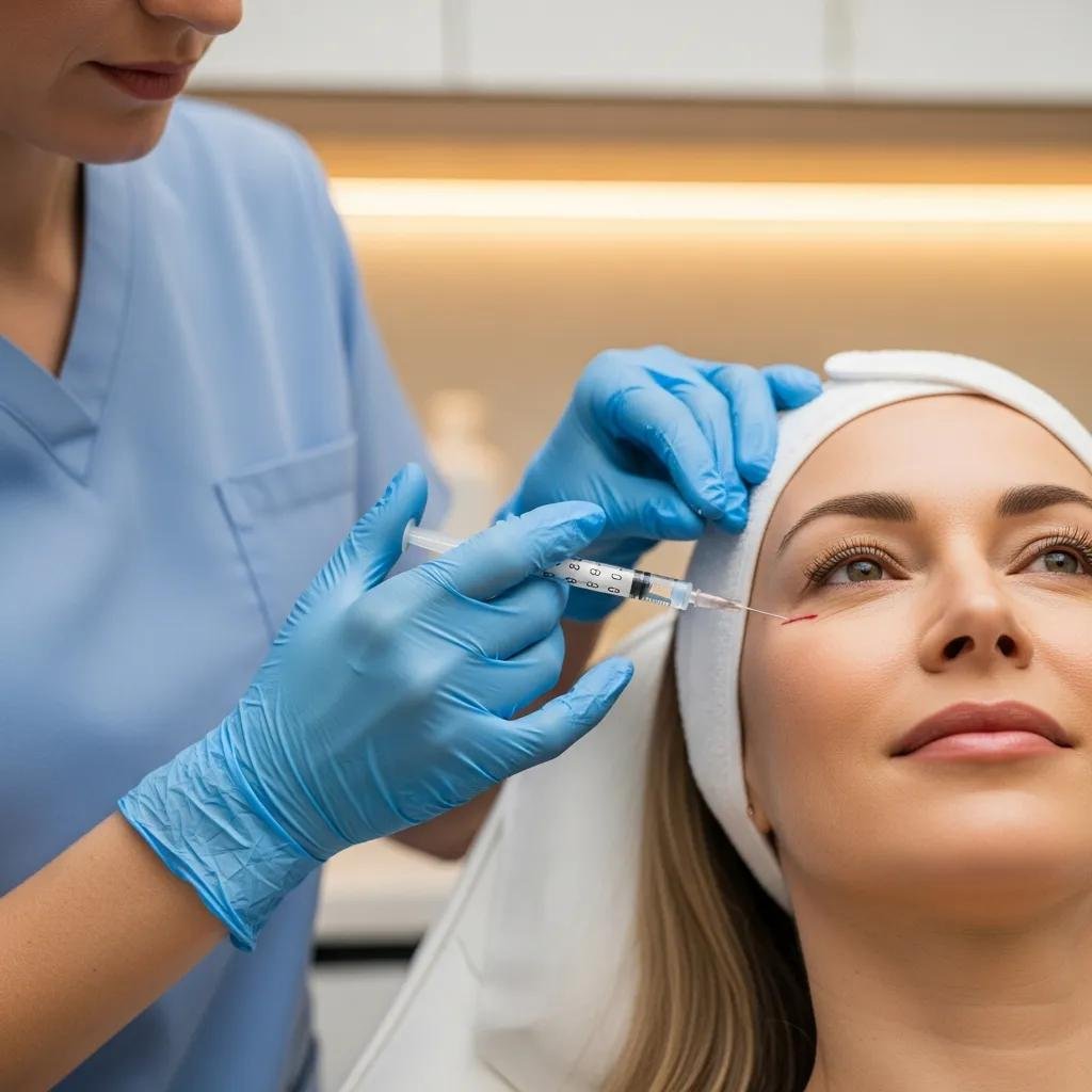 Clinician administering injectable treatment in a med spa setting