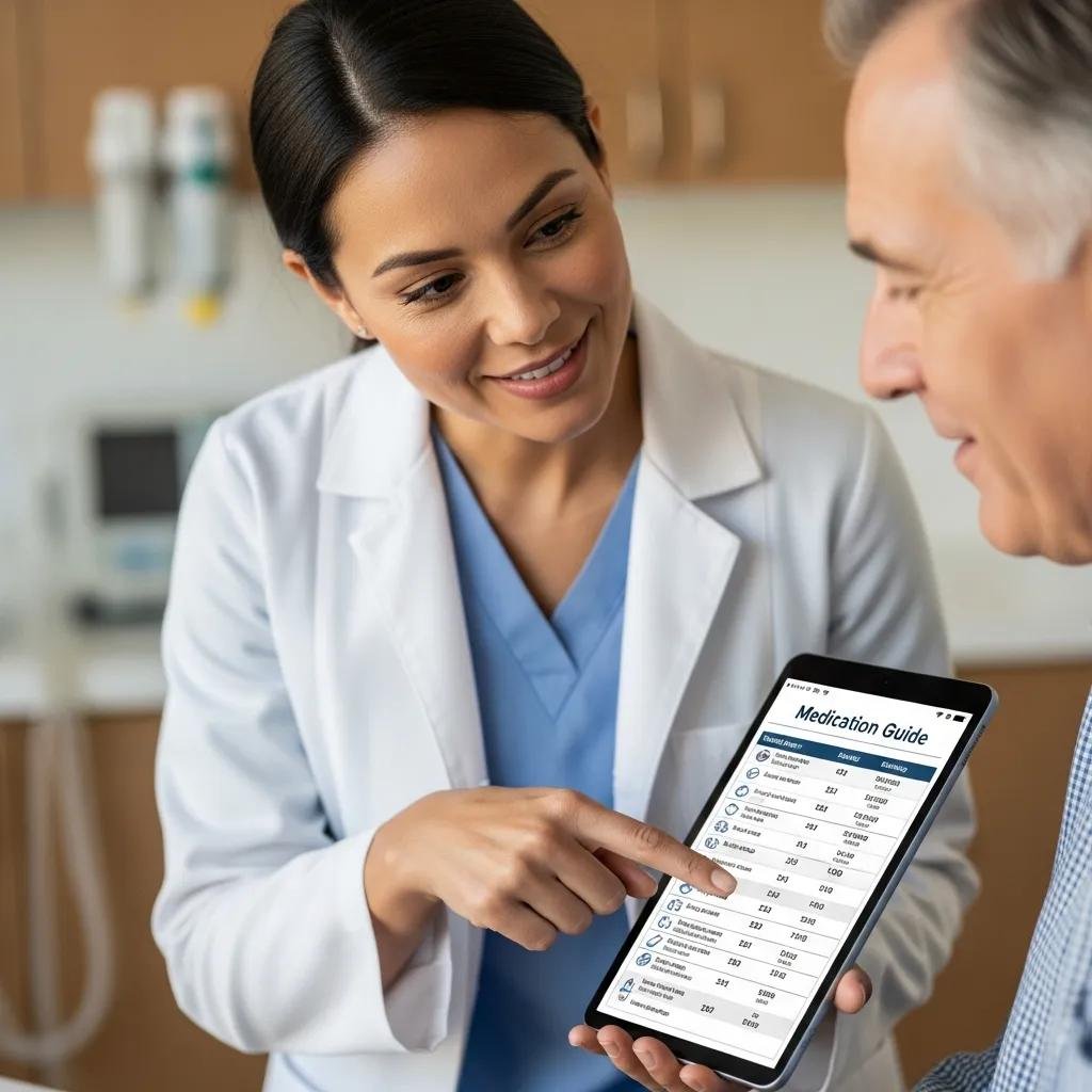 Healthcare professional explaining semaglutide dosage to a patient in a clinical setting
