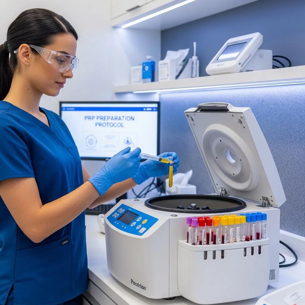 Healthcare professional preparing Platelet-Rich Plasma for therapy