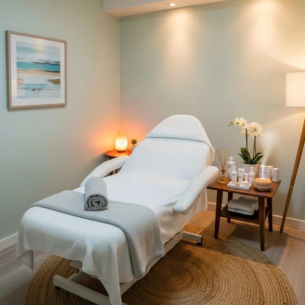 Inviting med spa treatment room emphasizing skin rejuvenation and wellness