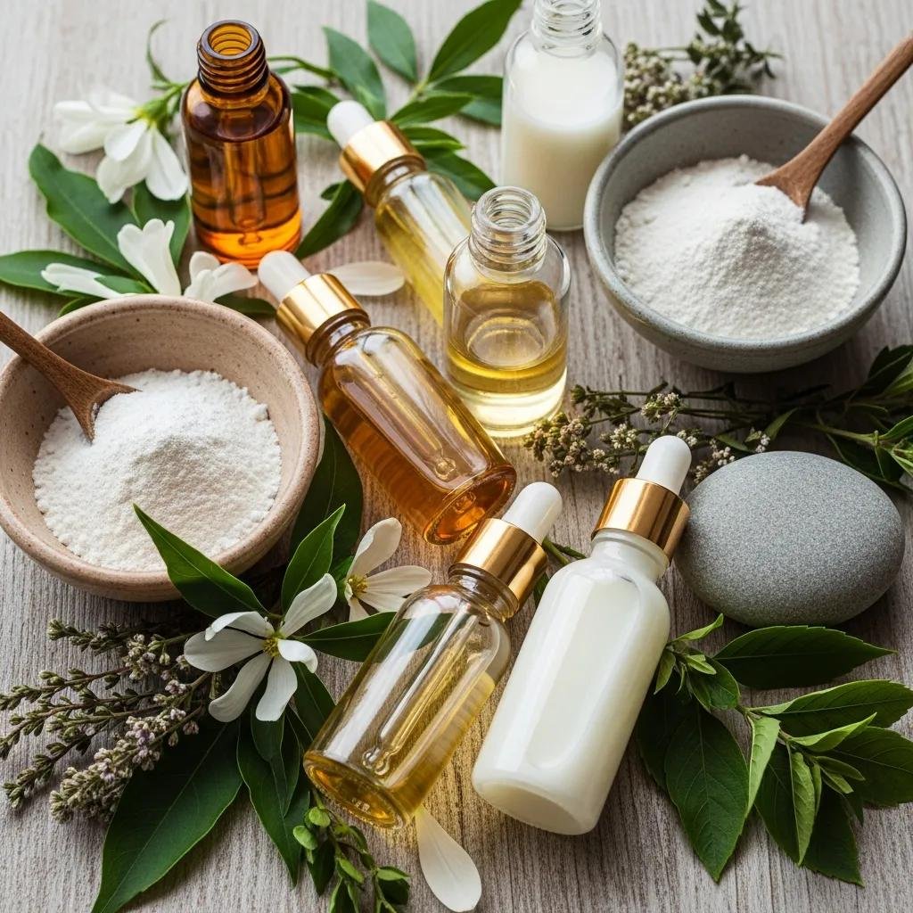 Natural skincare ingredients representing ingredient safety in clean beauty