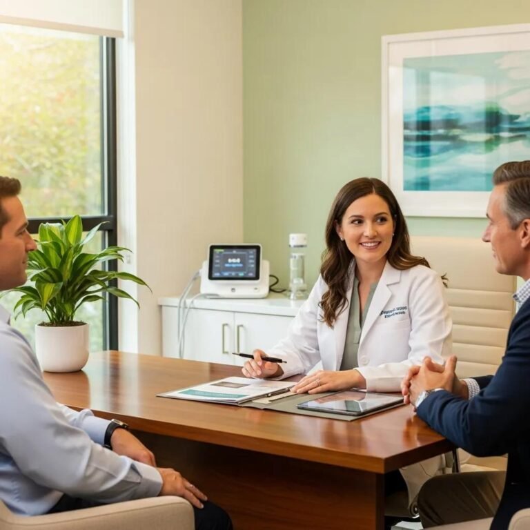 Wellness clinic environment illustrating CJC-1295 peptide therapy consultation