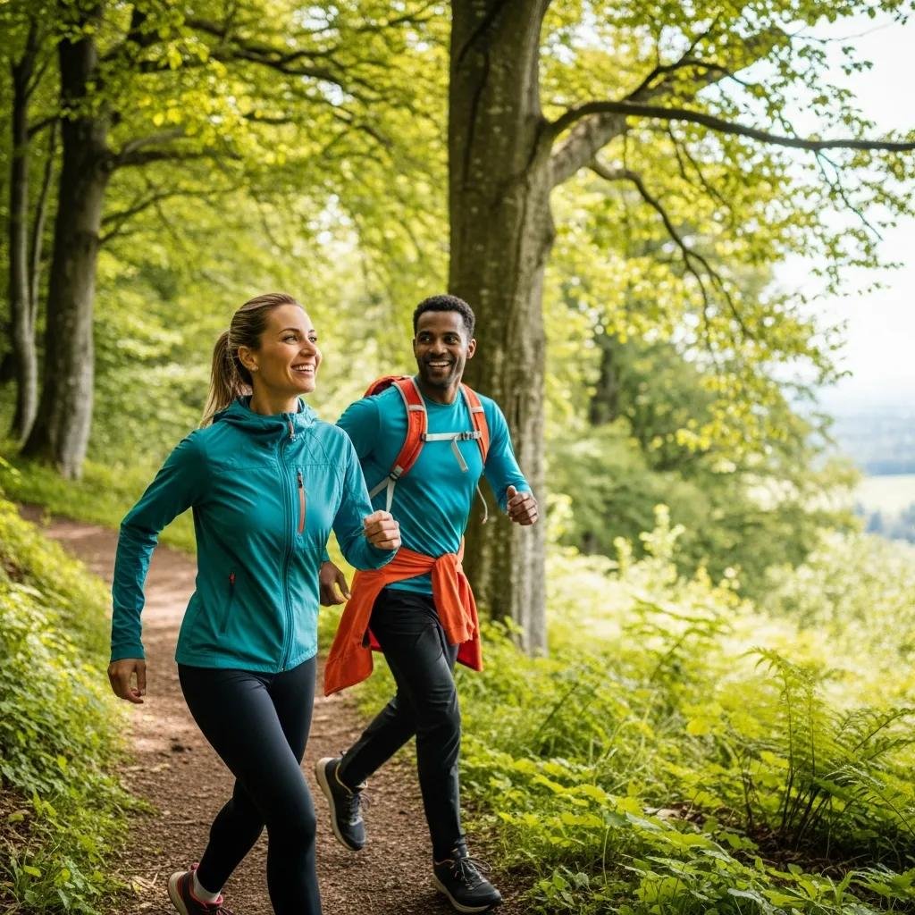 Active couple enjoying outdoor activities representing the benefits of hormone balance therapy
