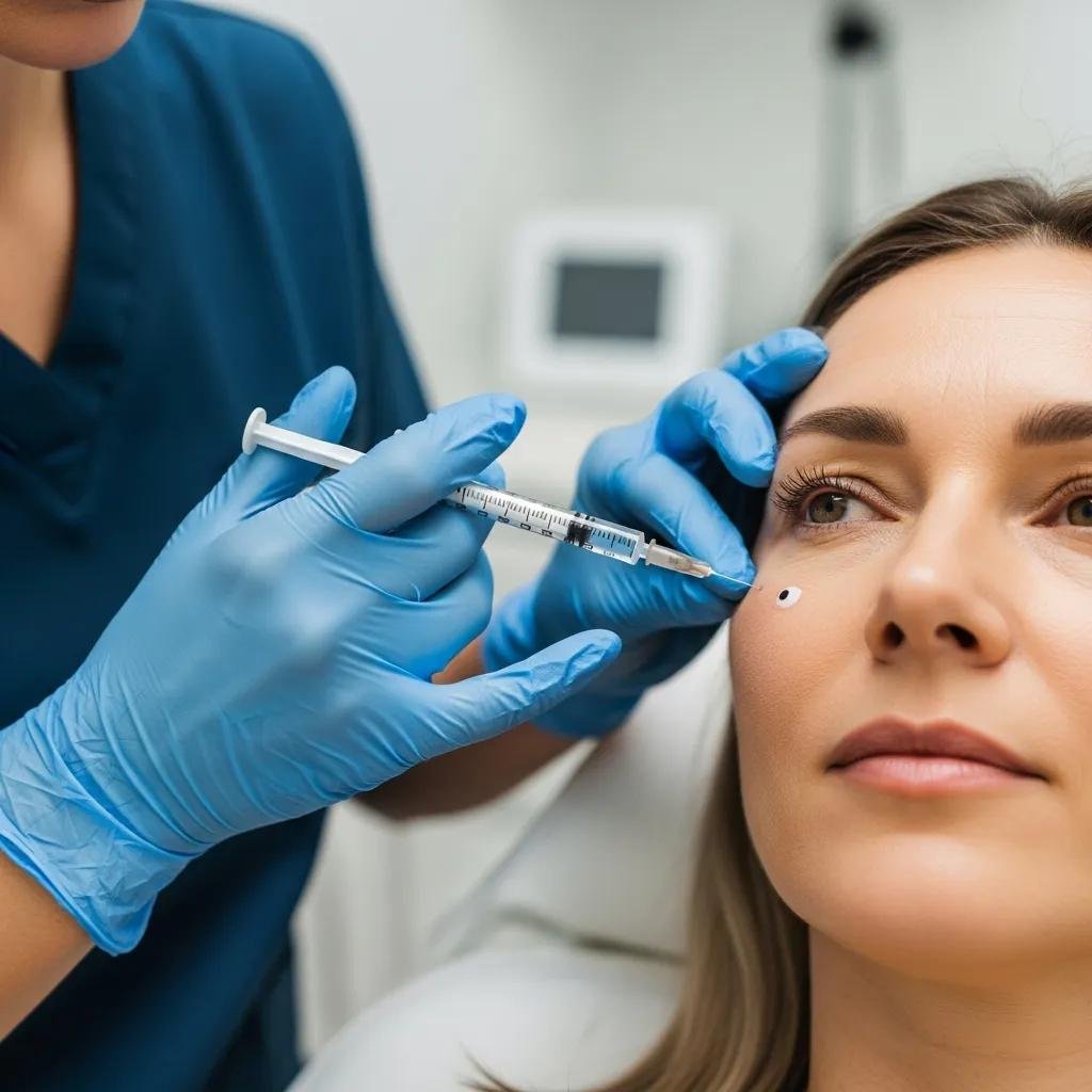 Aesthetician administering Botox treatment to a patient, highlighting professional care in aesthetic procedures