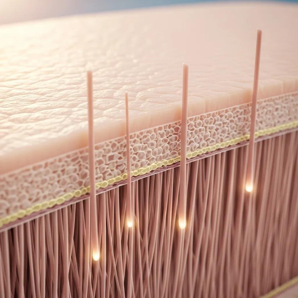 Close-up of healthy skin texture illustrating the effects of collagen induction therapy, showcasing smooth and radiant skin