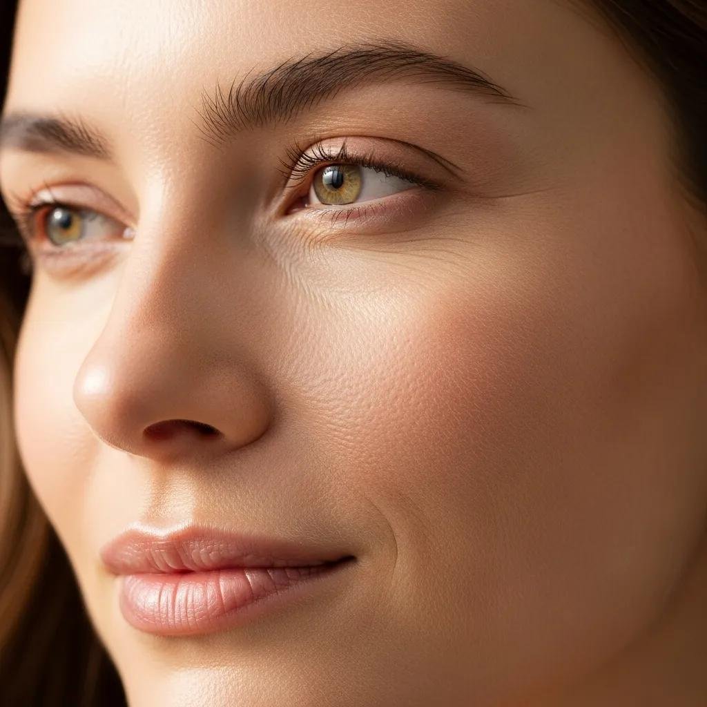 Close-up of improved skin texture after IPL treatment showing smooth and radiant skin