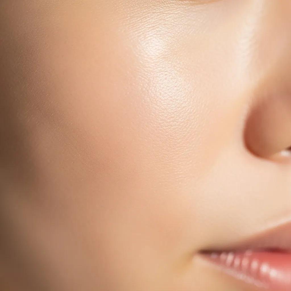 Close-up of rejuvenated skin texture and tone after PRP and PRF microneedling treatment