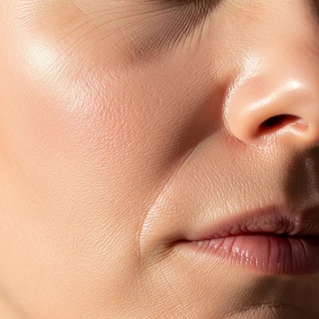 Close-up of rejuvenated skin texture showcasing improvement after Er:YAG laser treatment