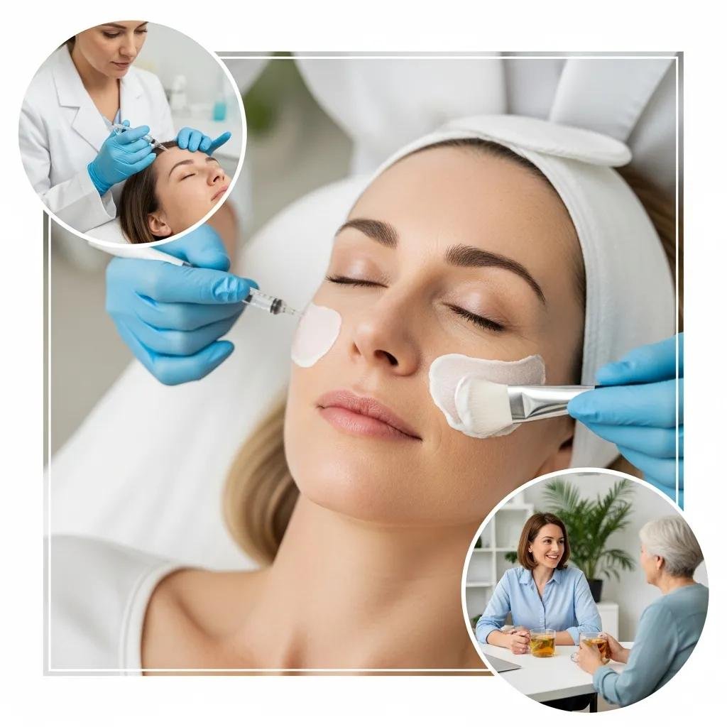 Collage of aesthetic and wellness treatments in a med spa setting