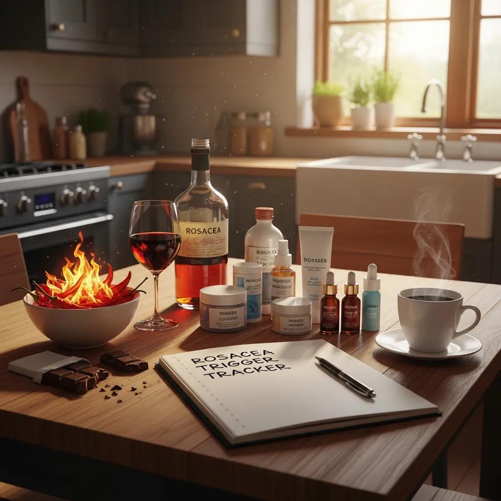 Common rosacea triggers displayed in a cozy kitchen setting