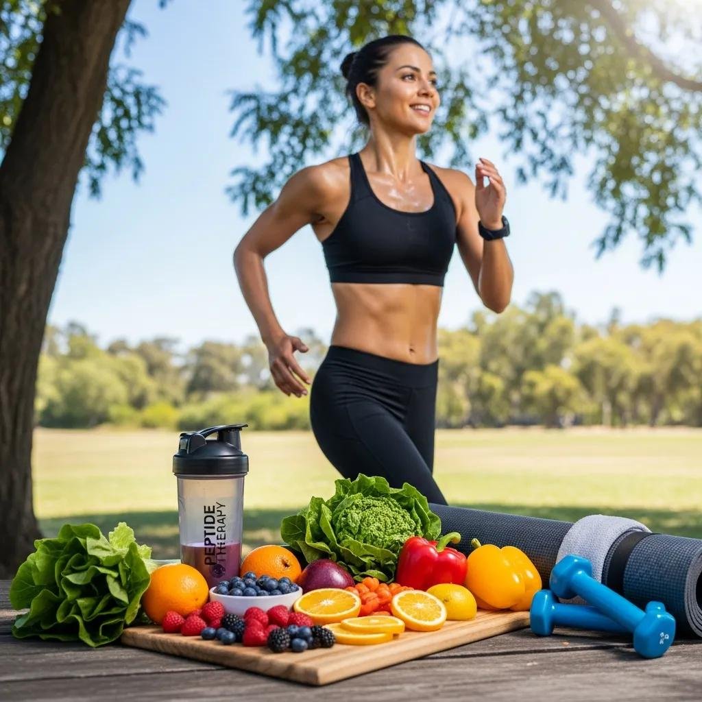 Healthy lifestyle representation of peptide therapy aiding weight loss