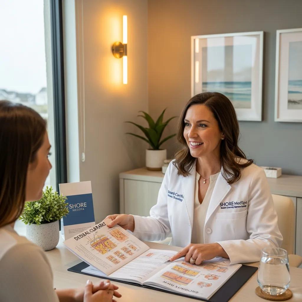 Patient consultation at Shore MedSpa with a dermatologist discussing Er:YAG laser treatment options