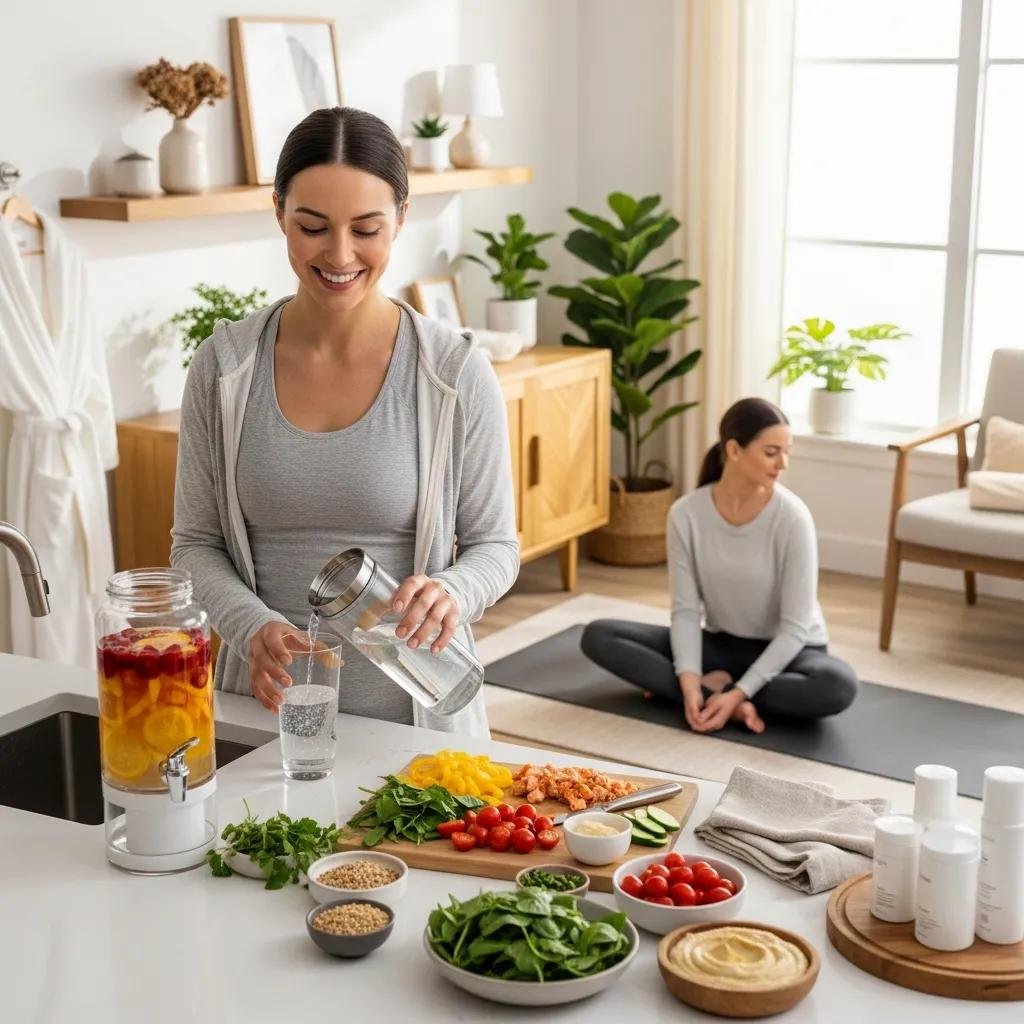 Person practicing healthy lifestyle changes to improve med spa treatment outcomes