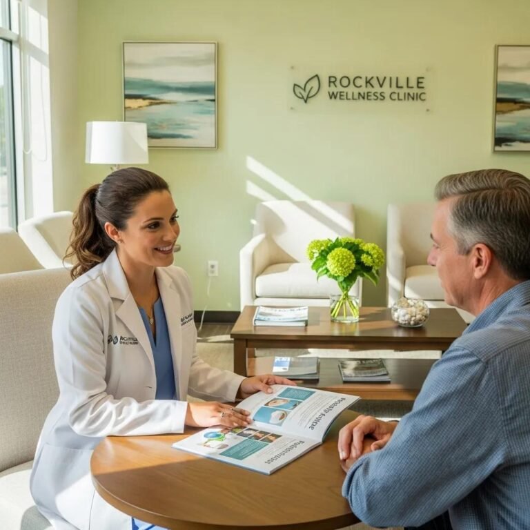 Welcoming wellness clinic in Rockville, MD, highlighting peptide therapy consultations
